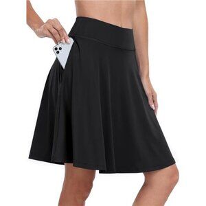 Women Knee Length Skort High Waisted Tennis Golf Skirt Casual Summer Travel